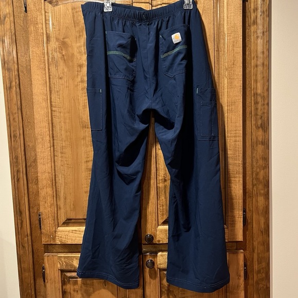 Carhartt Cargo Scrub Pants Womens XL Petite Blue Hi-Rise Drawstring Pocket - Picture 4 of 6